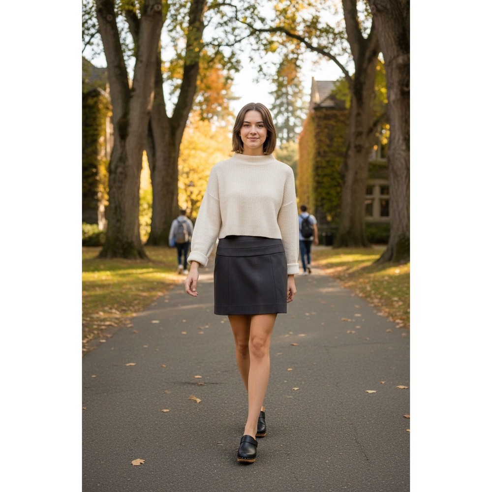 ROMY Black Mid Rise Tiered Waist Mini Skirt S Academic‎ Preppy Collegiate Mod